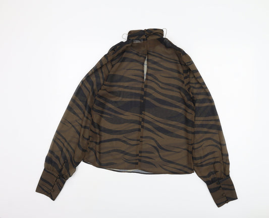 ASOS DESIGN Women's Brown Animal Print Blouse, Size 8
