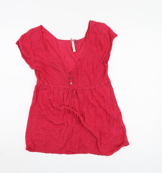 White Stuff Women's Red Short Sleeve Knit Jumper