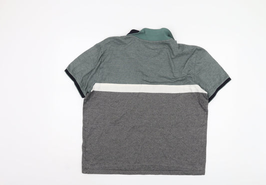 Next Men's Grey Colourblock Polo Shirt XL