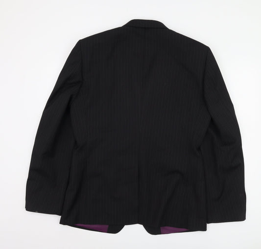 Next Men's Formal Black Blazer 42L Striped Jacket
