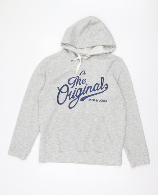 Mens UK L Regular JACK & JONES Grey Pullover Hoodie