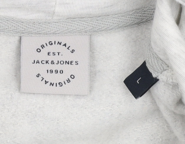 Jack & Jones Men's Grey Pullover Hoodie L