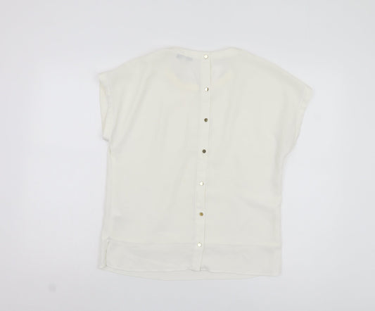 Reiss Women's White Blouse UK 8 Button Accent