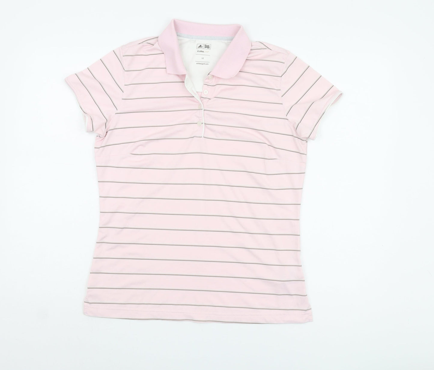 Adidas Women's Pink Striped Polo, Size 12