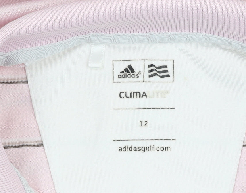 Adidas Women's Pink Striped Polo, Size 12