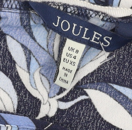 Joules Women's Blue Floral Dress, Size 8, Viscose