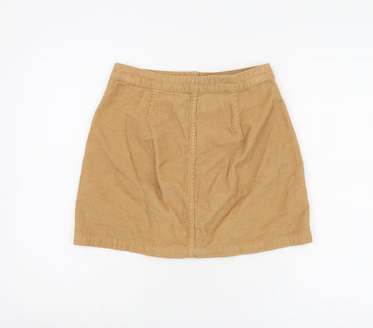 Topshop Women’s Brown Corduroy Button Skirt Size 10