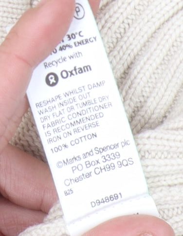 Marks and Spencer Women's Beige Full Zip Cotton Jumper