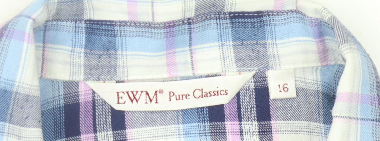 EWM Women's Multicoloured Plaid Button-Up Shirt Size 16