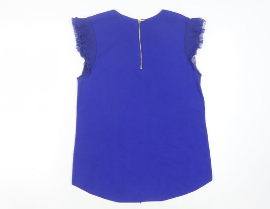 Womens UK Size Small Ted Baker Blue Viscose Blend Blouse