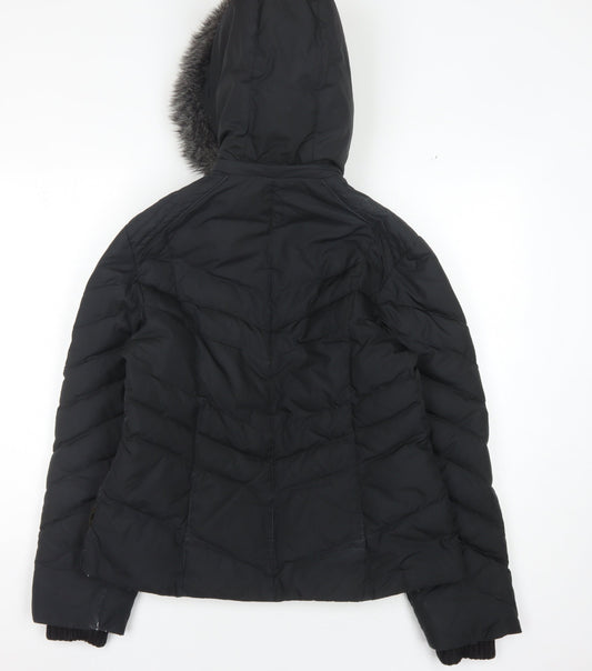 Per Una Women's Black Puffer Jacket M with Hood