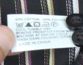 Brand and care label for Thomas Nash Men's XL Multicoloured Striped Shirt