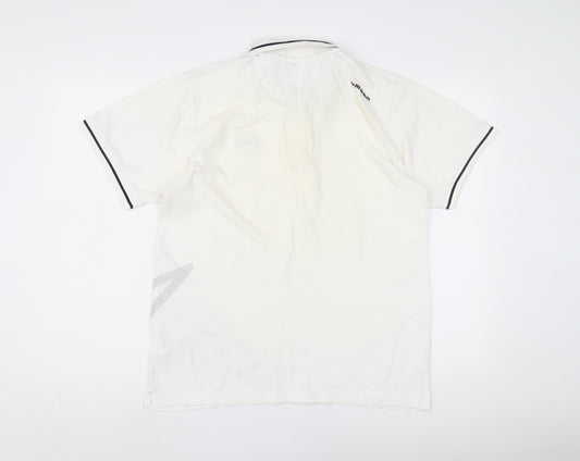 Umbro Men's White Short Sleeve Polo - Medium