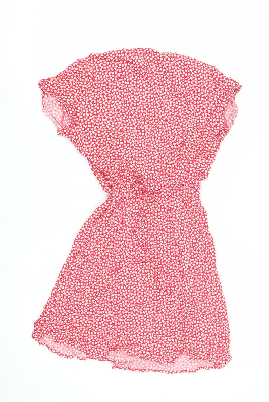 & Other Stories Women's Red Wrap Dress, Size 10, Floral, Short
