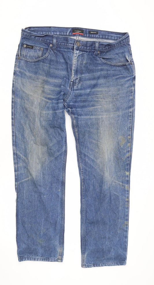 Pierre Cardin Men's Blue 33 Waist Straight Jeans