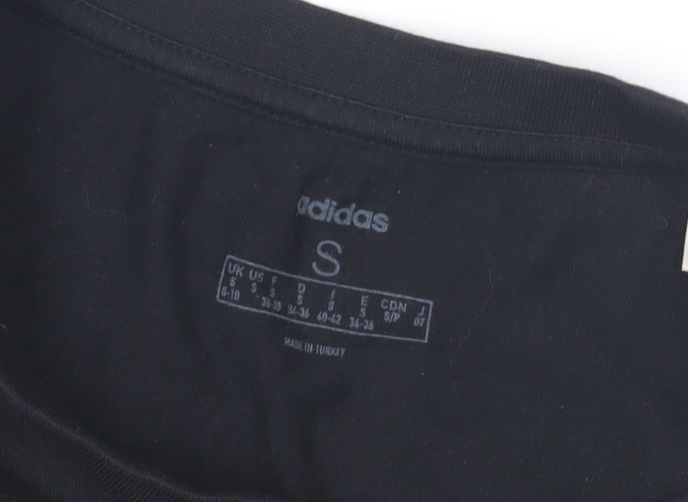 Close-up detail of Adidas Women's Black T-Shirt S for Gym Training