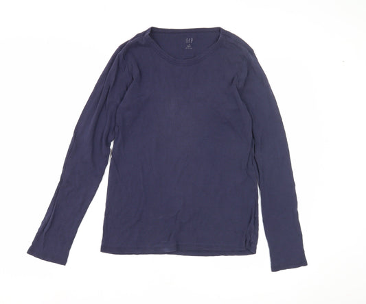 GAP Women's Blue Cotton Long Sleeve T-Shirt XS