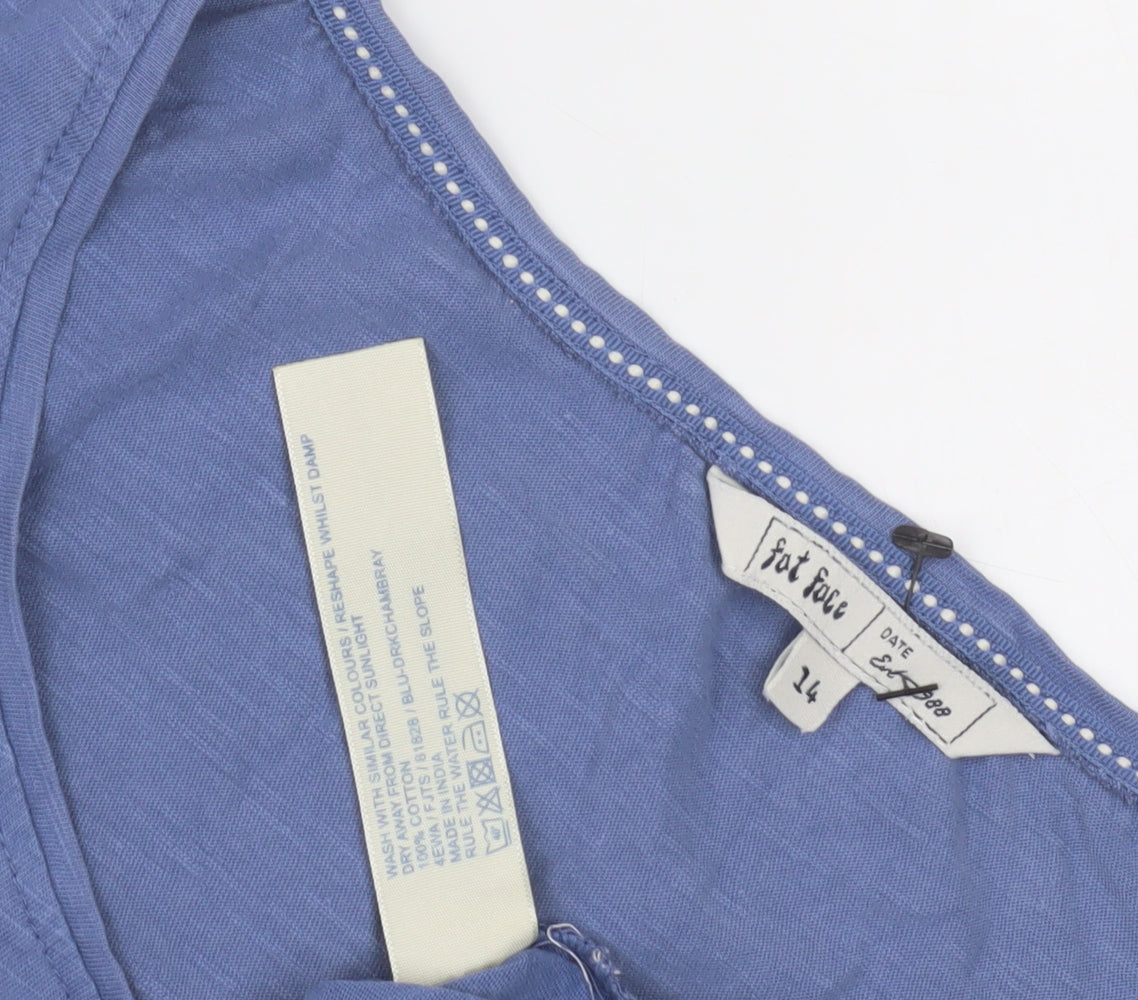 Fat Face Women's Blue Geometric Tank Top, Size 14