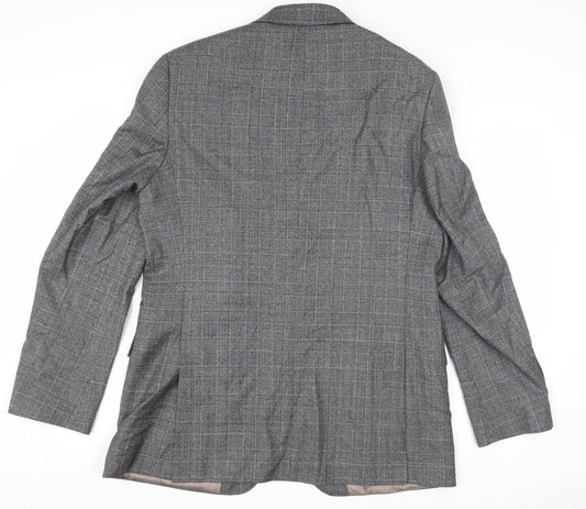 John Lewis Grey Check Wool Men's Blazer 42 Long