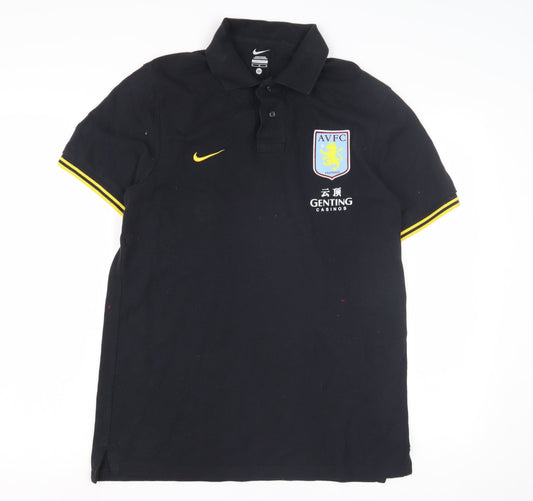 Nike Men's Black Polo Shirt - Medium, Football Theme