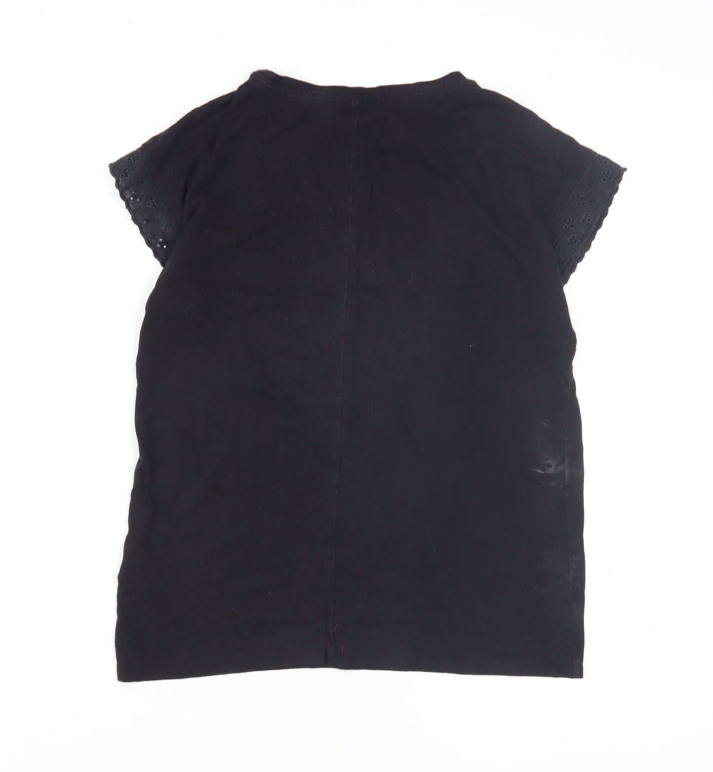 Mint Velvet Women's Black XS Crochet Accent T-Shirt