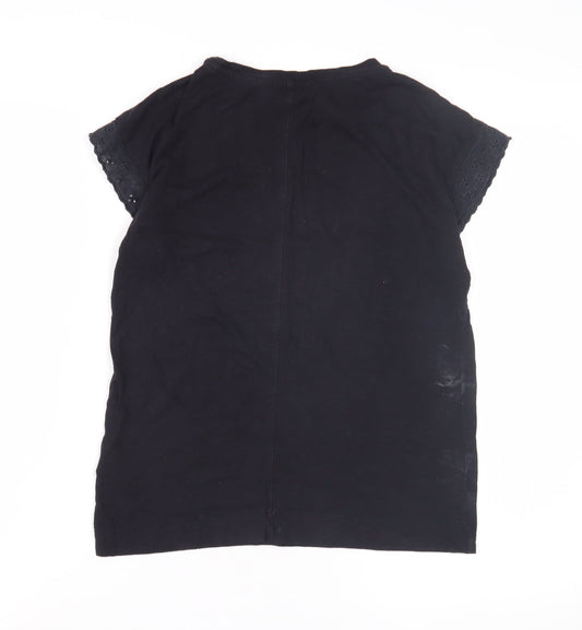 Womens UK Size XS Mint Velvet Black Cotton T-Shirt