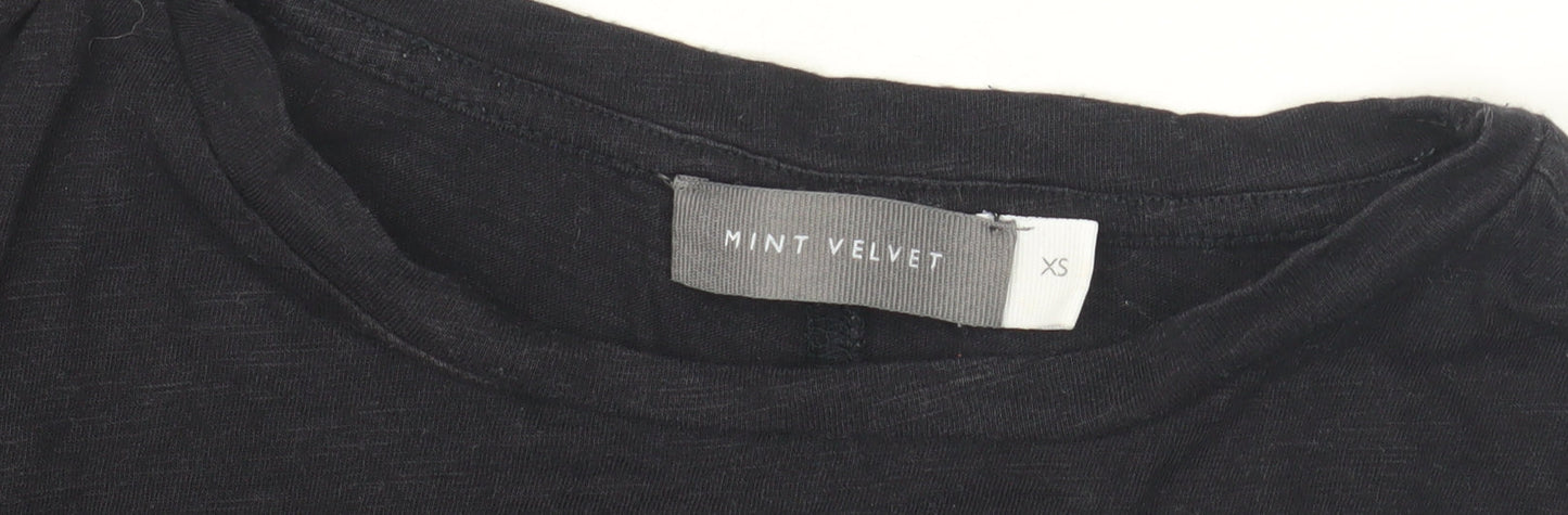 Mint Velvet Women's Black XS Crochet Accent T-Shirt