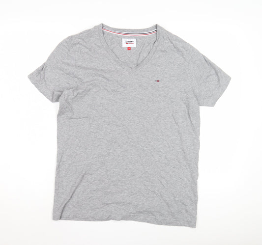 Tommy Jeans Men's Grey V-Neck T-Shirt M