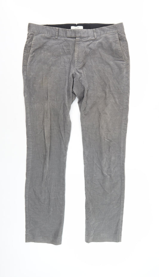 Reiss Men's Grey Chino Trousers Size 36 in Corduroy