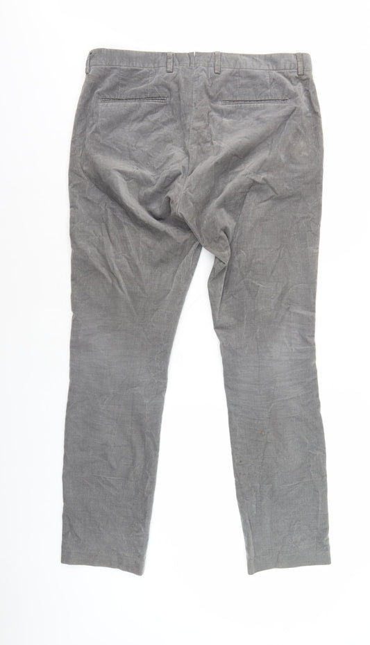 Reiss Men's Grey Chino Trousers Size 36 in Corduroy
