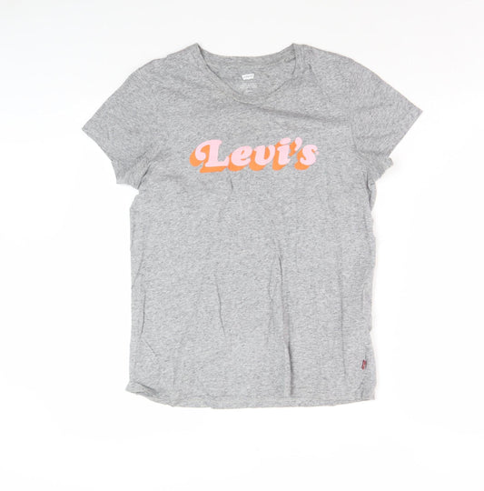 Levi's Women's Grey Cotton T-Shirt Crew Neck S