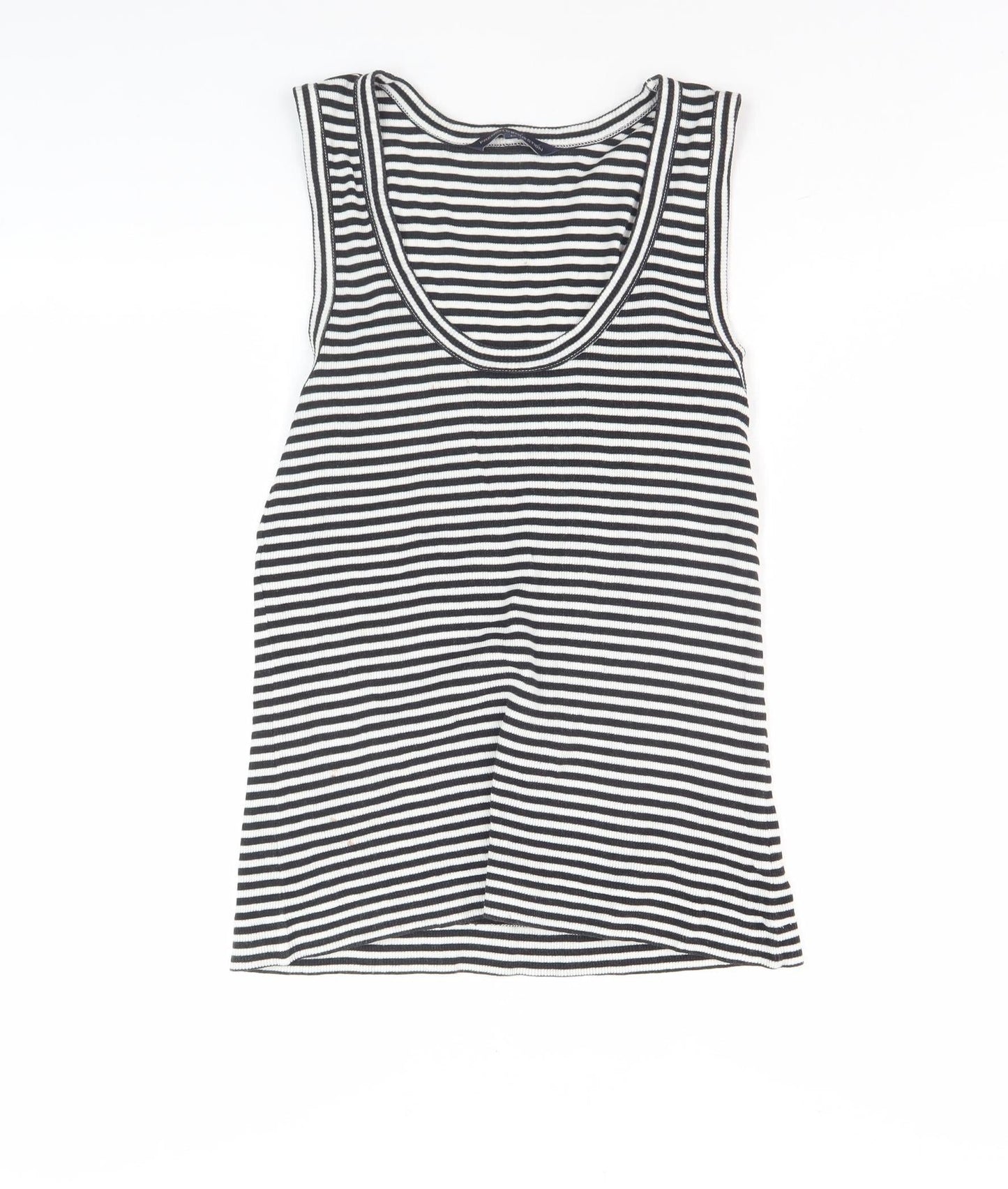 French Connection Women's Striped Tank Top, M, Black, Cotton