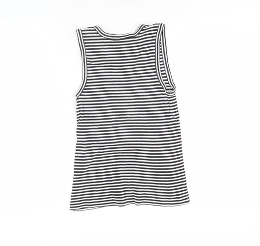 French Connection Women's Striped Tank Top, M, Black, Cotton