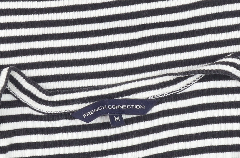 French Connection Women's Striped Tank Top, M, Black, Cotton