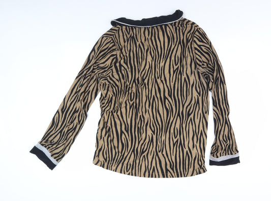DKNY Women's Animal Print Nightshirt, Brown, M, Collared