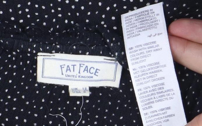 Fat Face Women's Black Polka Dot Blouse Size 12