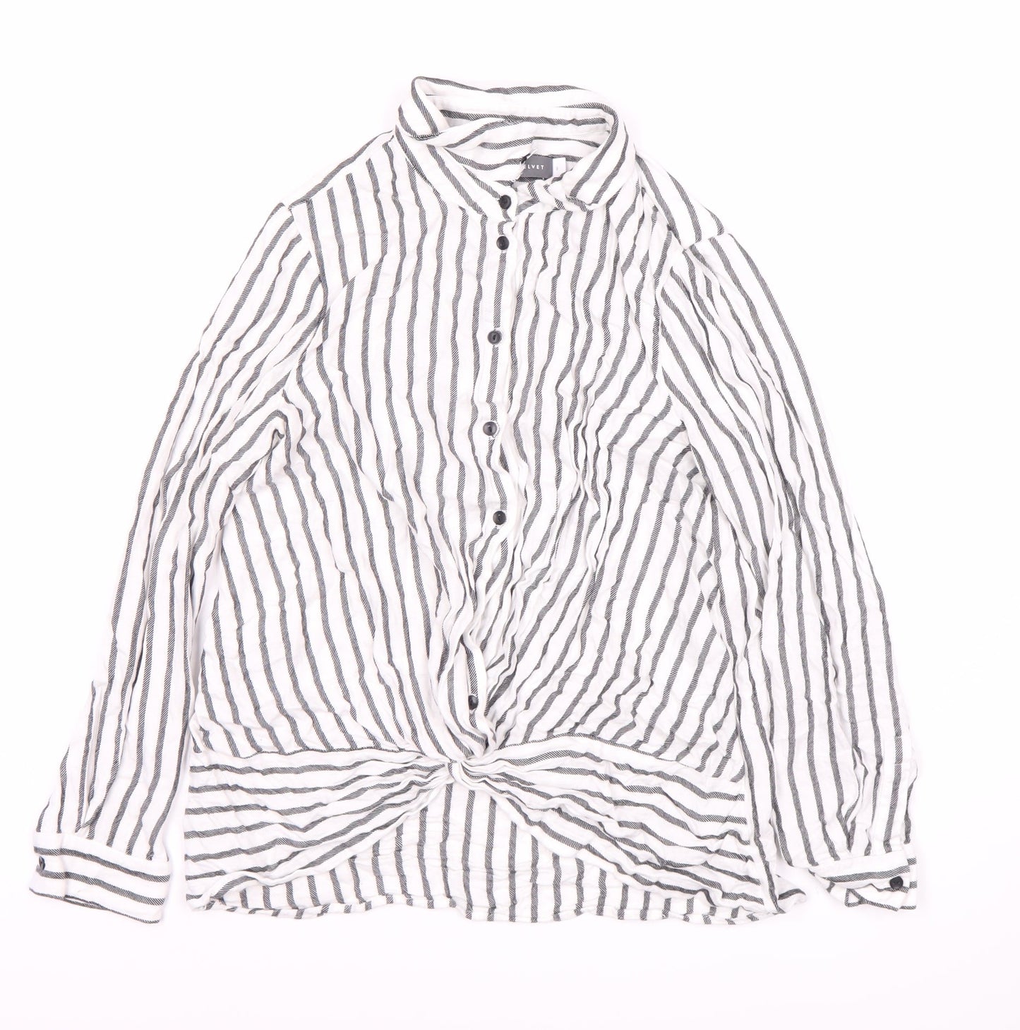 Mint Velvet Women's White Striped Button-Up Shirt, UK 8