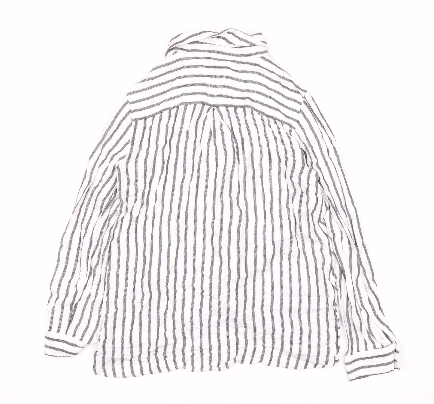 Mint Velvet Women's White Striped Button-Up Shirt, UK 8