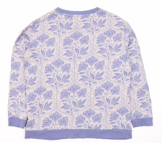 Night Owl Women's Purple Floral Print Pullover Sweatshirt M