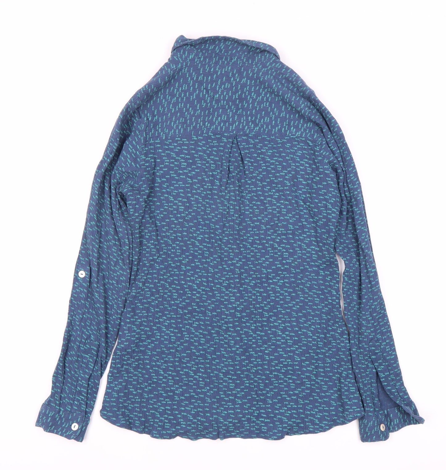 Weird Fish Women's Blue Button-Up Shirt, Size 12