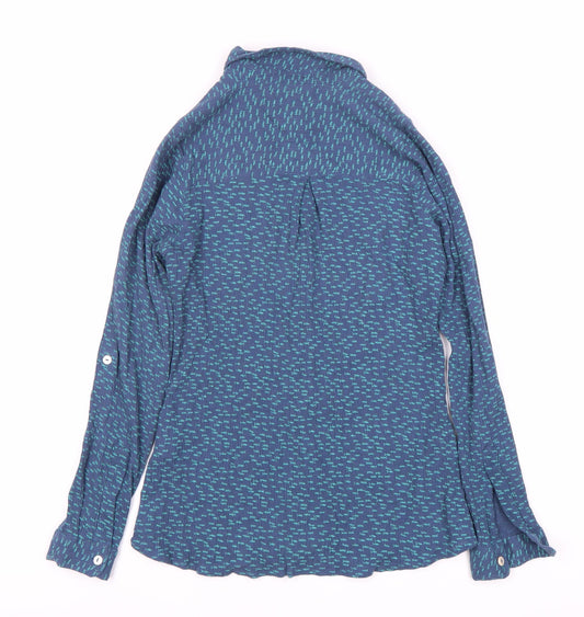 Womens UK Size 12 Weird Fish Blue 100% Cotton Button-Up