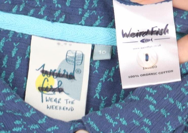Weird Fish Women's Blue Button-Up Shirt, Size 12