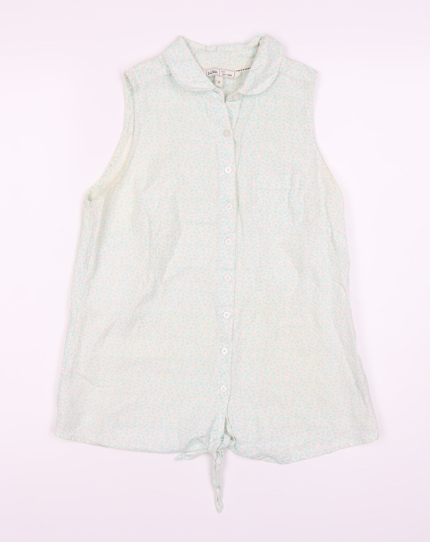 Fat Face Women's Ivory Floral Button-Up Top Size 8