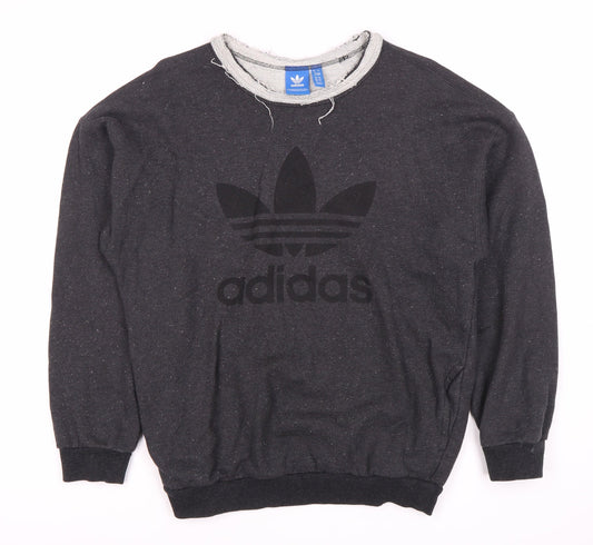 Womens UK 12 Relaxed adidas Black Pullover Sweatshirt