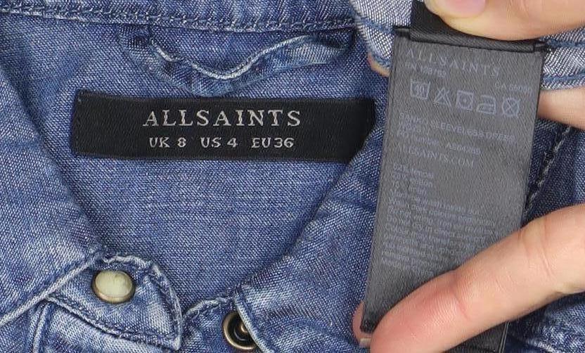 AllSaints Women's Blue Chambray Shirt Dress Size 8