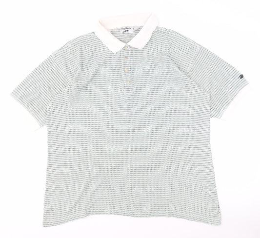 Reebok Men's White Polo Shirt L Short Sleeve Geometric