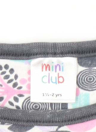 Brand and care label for Mini Club girls’ multicoloured floral dress 18-24 months