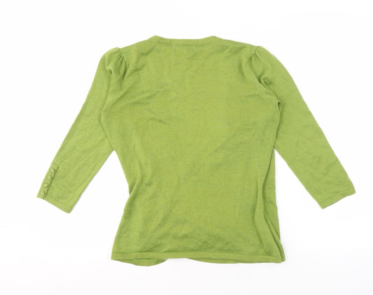 Womens UK 12 Regular Laura Ashley Green Wrap Tight-Knit