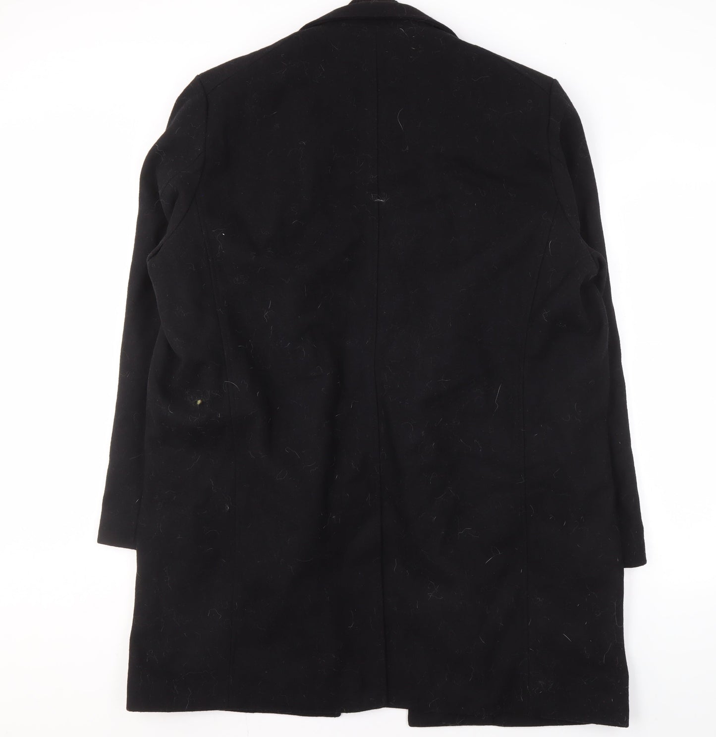 Tommy Hilfiger Men's Black Wool Overcoat, Size 42