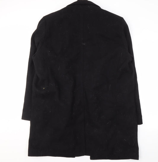Tommy Hilfiger Men's Black Wool Overcoat, Size 42